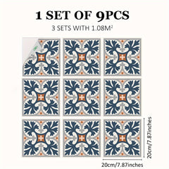 Mediterranean Style Floor Stickers PVC Tile Waterproof Non-slip Stickers