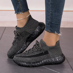 Women's Lightweight Breathable Running Shoes Elastic Lace Up
