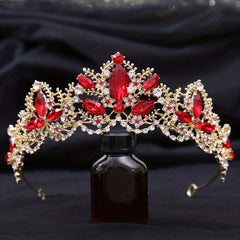 Golden Rhinestone Tiara for Bride - Birthday Princess Crown