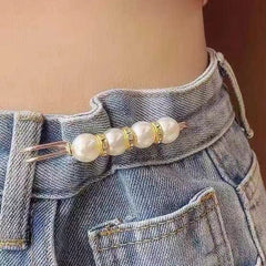 2pcs Faux Pearl Waist Buttons Pin Faux Pearl Brooch For Pants