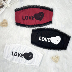 3pcs Letter Print Bandeau Bras Stretch Strapless Women's Lingerie