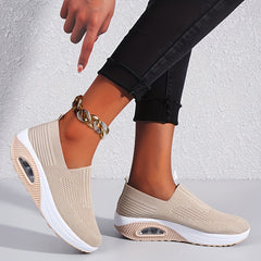 Women's Textured Knitted Wedge Slip-On Sneakers