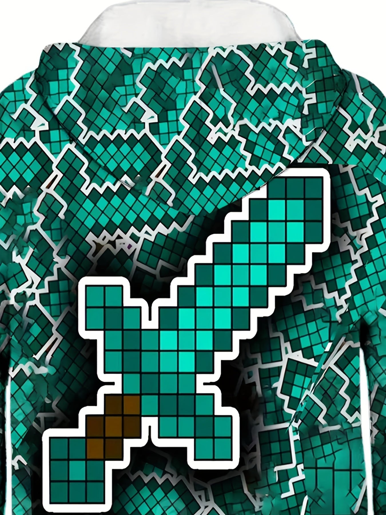Green Sword Print Boys Hoodie for Spring Fall