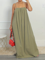 Solid Backless Maxi Cami Dress