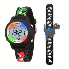 Digital Screen Silicone Watchband Electronic Watch & Clap Ring Set