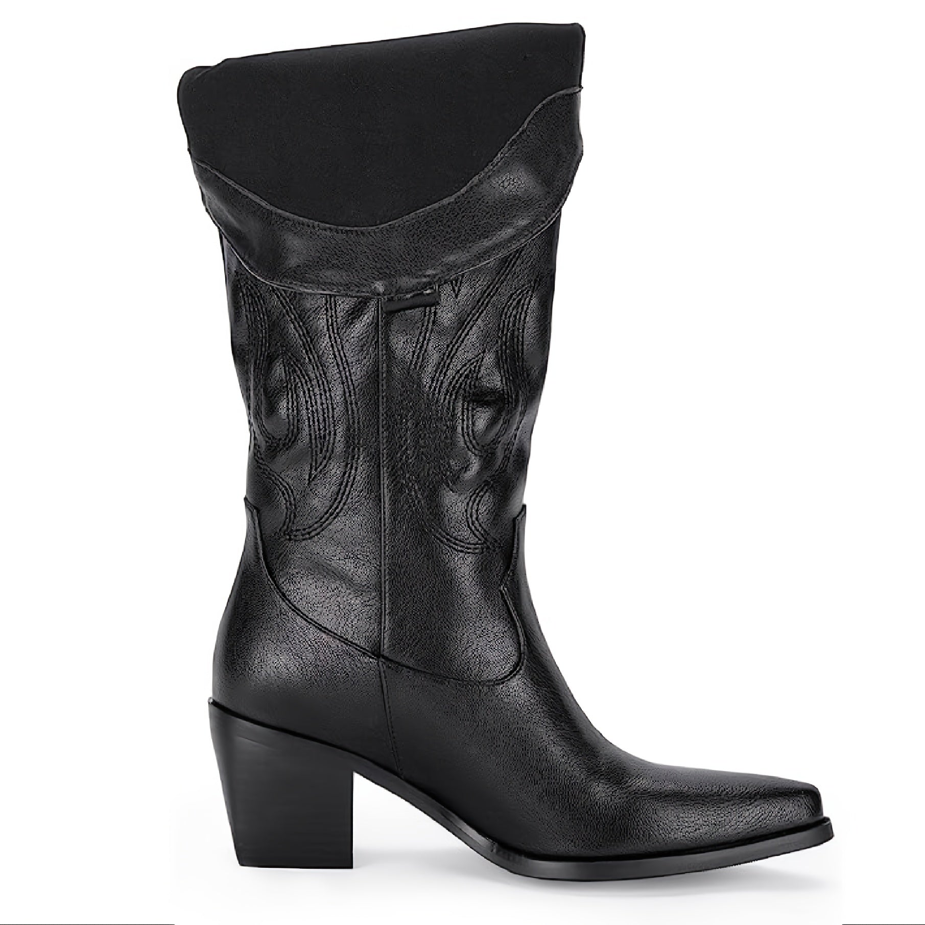 Women's Western Cowboy Boots Chunky Heel Embroidered Wide Calf