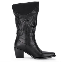 Women's Western Cowboy Boots Chunky Heel Embroidered Wide Calf