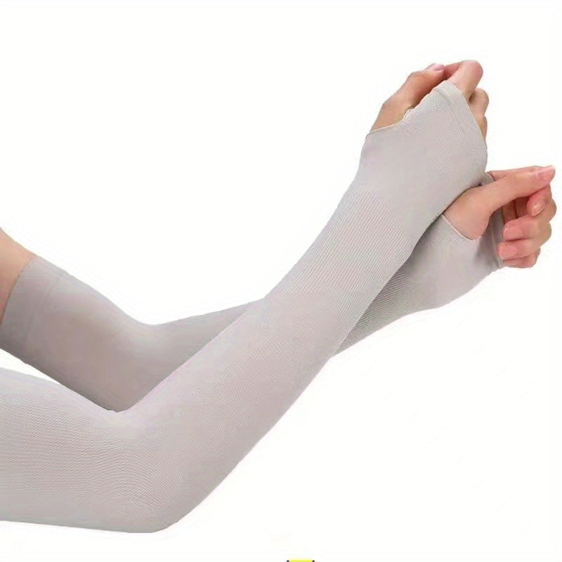 1 Pair Sunscreen Long Ice Sleeve Solid Spring Summer UV Protection Arm Sleeves