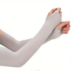 1 Pair Sunscreen Long Ice Sleeve Solid Spring Summer UV Protection Arm Sleeves