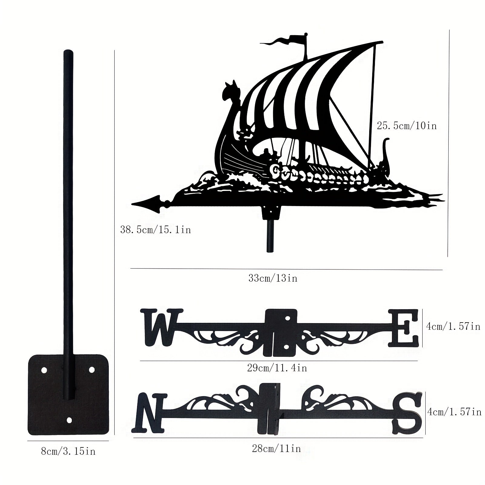 Roof Animal Sailboat Weathervane Metal Wind Vane Indicator