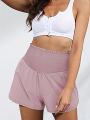 Shirred Ruffle Trim Shorts for Women