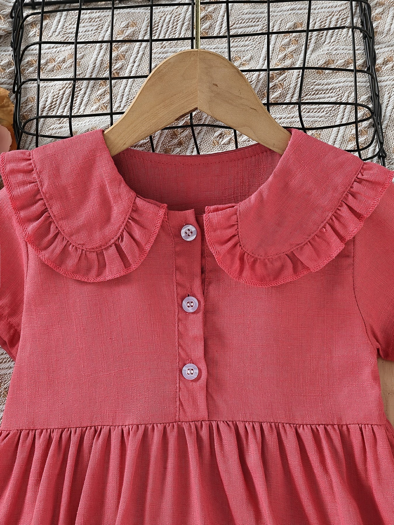 Girls Short Sleeve Doll Collar Dress Clothes