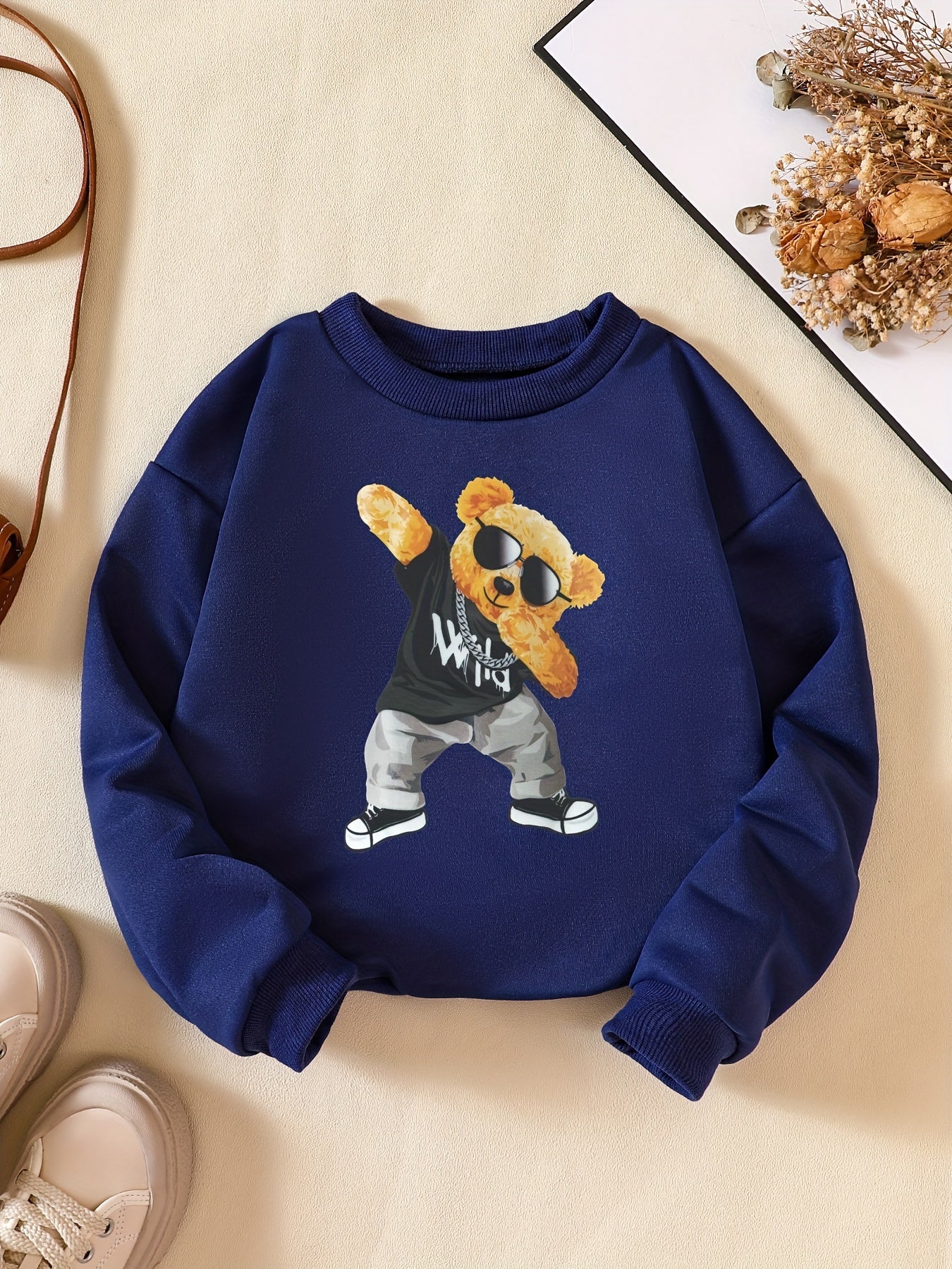 Girls' Dancing Bear Graphic Sweatshirt for Sports Party