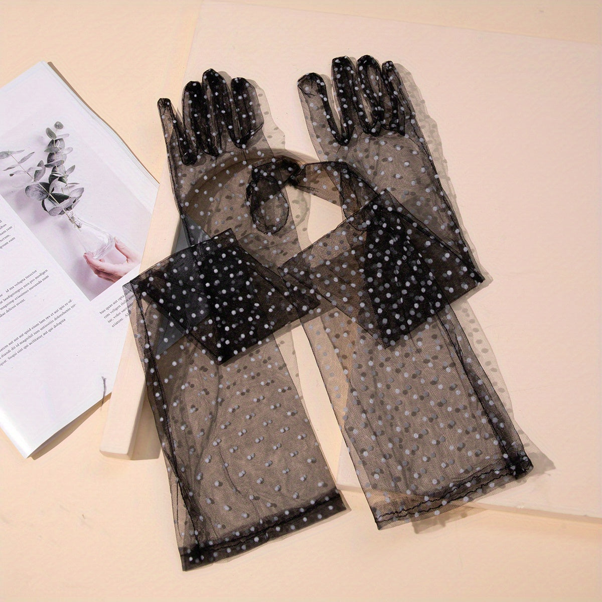 Polka Dot Long Gloves Transparent Decorative Party Prom Gloves Women