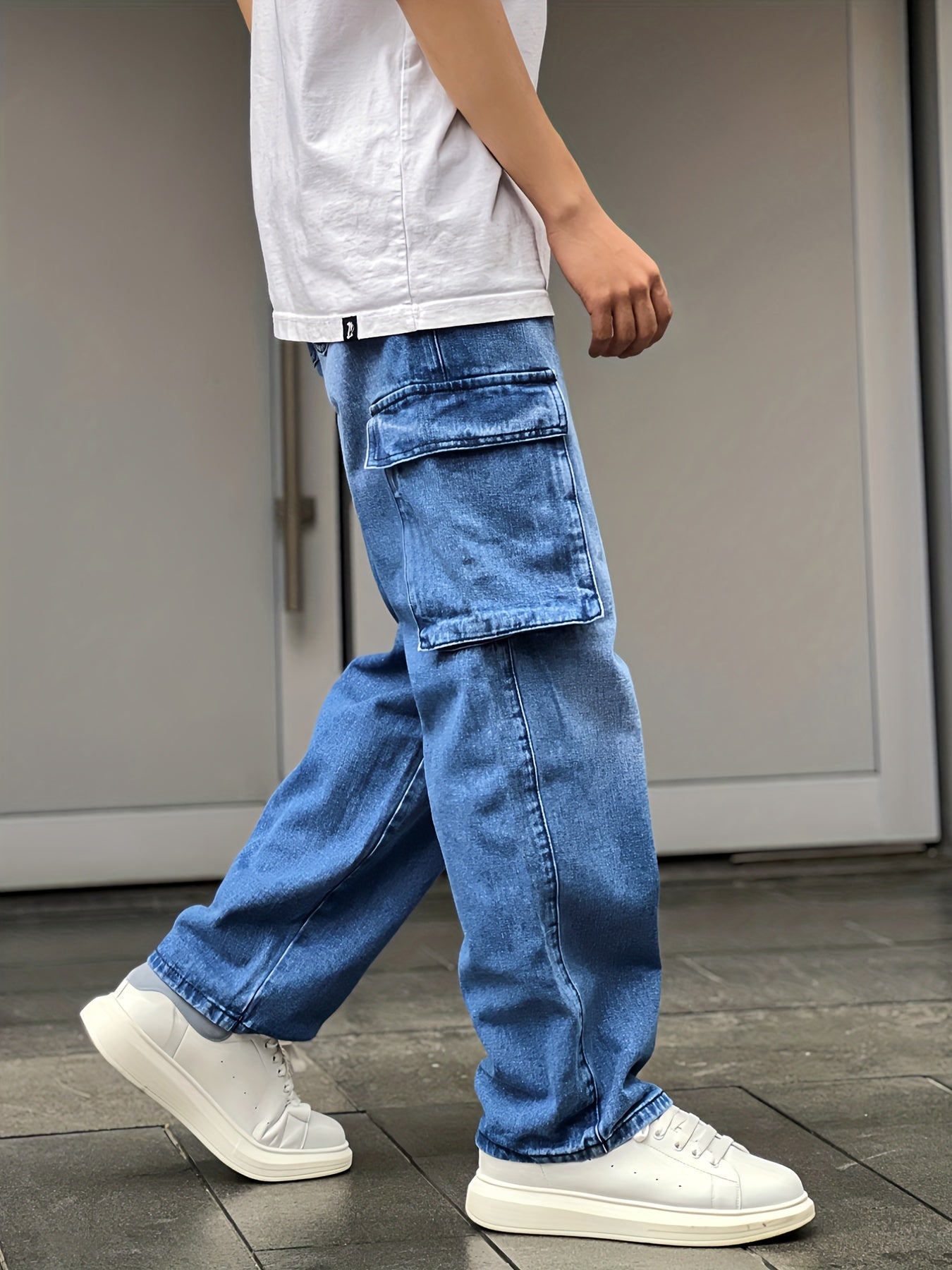 Men's Cotton Cargo Jeans: Street Style Denim Pants