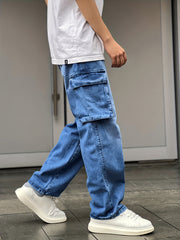 Men's Cotton Cargo Jeans: Street Style Denim Pants