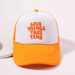 Printed Mesh Trucker Hat Block Baseball Cap Unisex Dad Hat