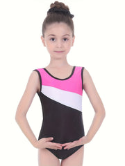 Girls Stretchy Colorblock Ballet Leotard Gymnastics Suit Romper