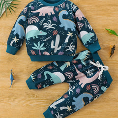 Baby Boys Dinosaur Print Set Sweatshirt Trousers Loungewear