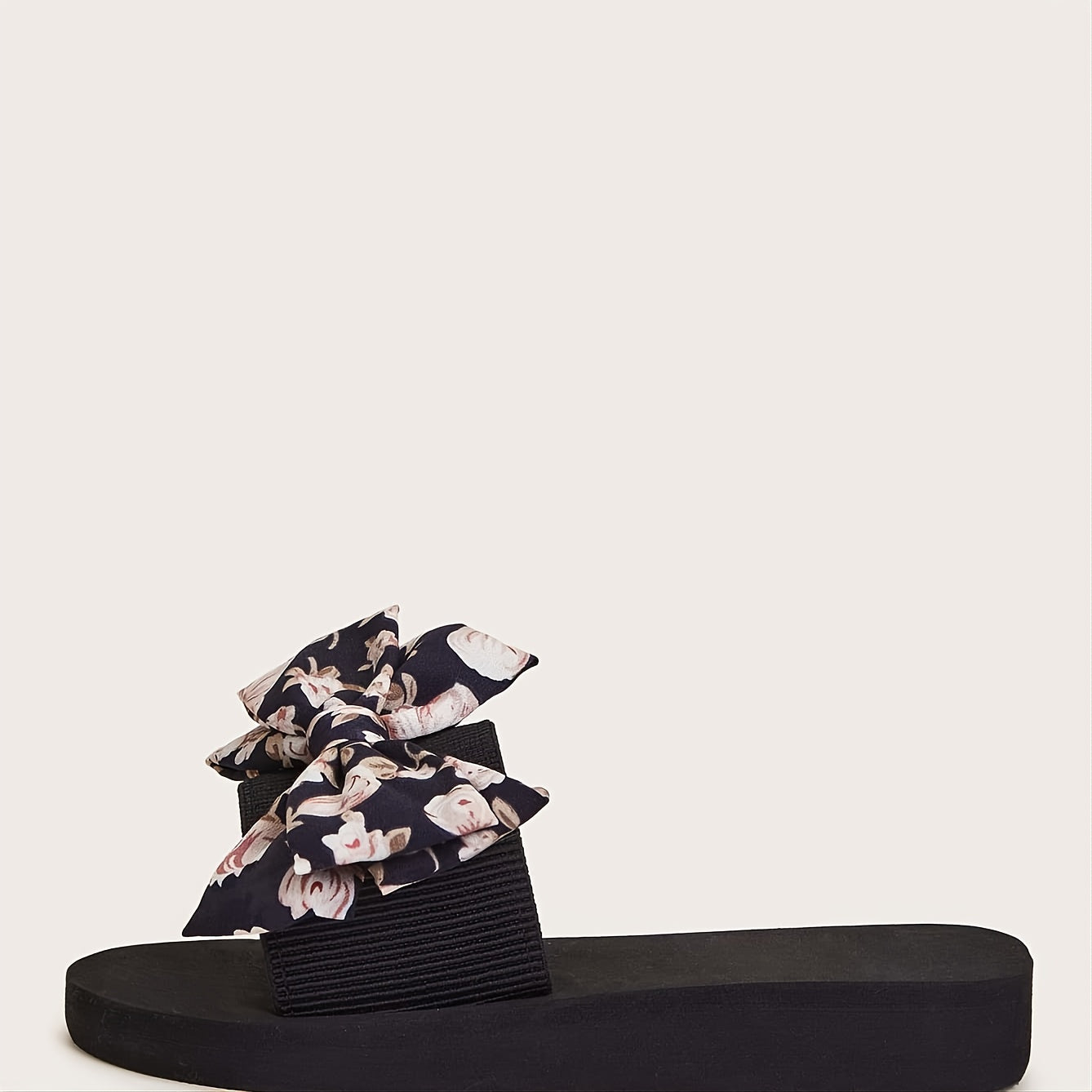 Floral Print Slippers Platform Open Toe Casual Shoes