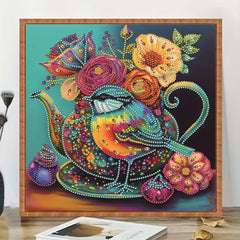 Teapot Flower Bird Special Shape Diamond Painting Kit