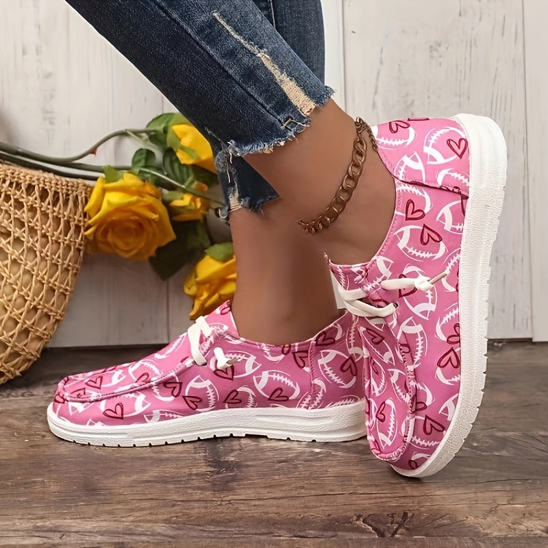 Women's Skateboard Shoes with Rugby & Heart Pattern Canvas Footwear