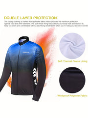 Men's Block Cycling Outfit Long Sleeve Zipper Mountain Road Bike Top & Leggings