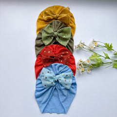 Baby Girls Bow Decor Cap Soft Head Wrap Head Accessories