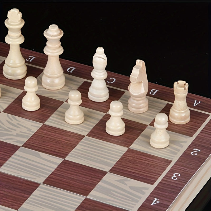 Wooden Chess Backgammon International Checkers 3-in-1 Chessboard