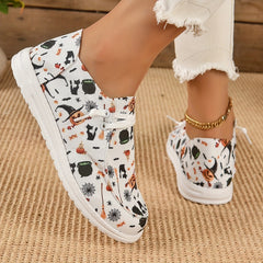 Halloween Pumpkin Print Lightweight Skate Shoes