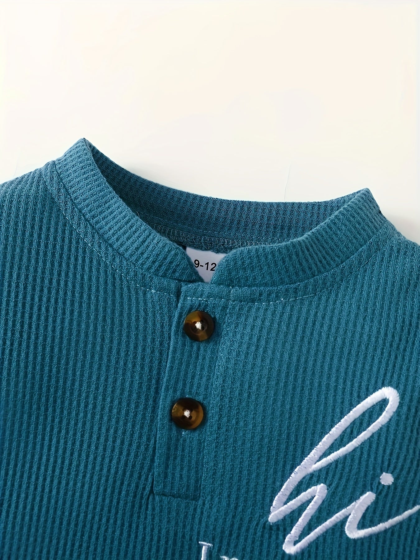 2pcs Baby Boy HI I'M HERE Long Sleeve Romper Top & Trousers Set