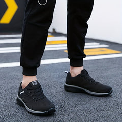 Women's Lace Up Knit Running Shoes Breathable Mesh Walking Shoes