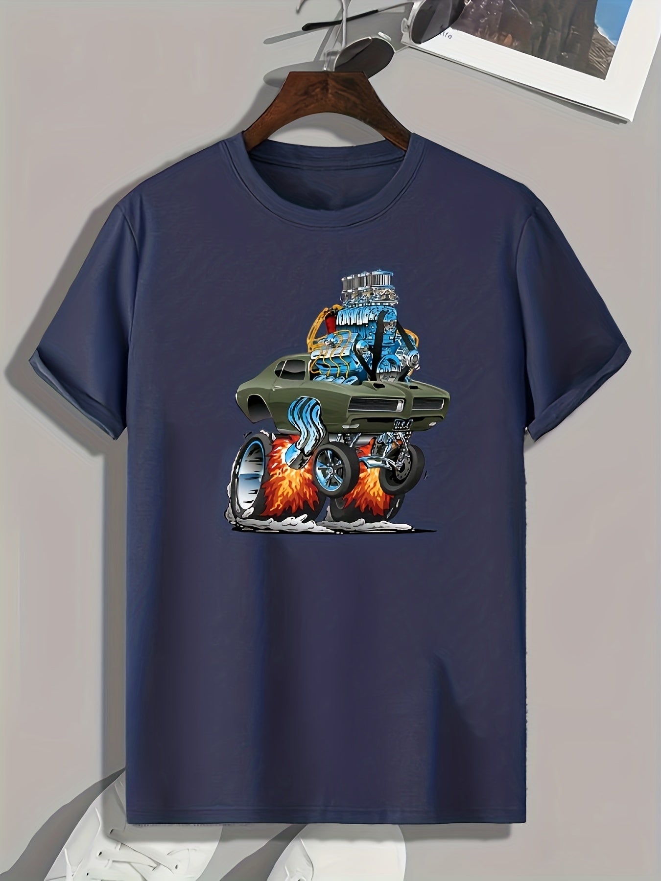 Ablaze Car Print Men's Graphic T shirt for Summer