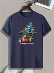 Ablaze Car Print Men's Graphic T shirt for Summer