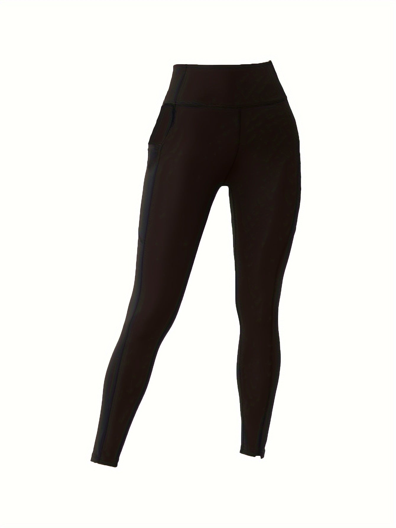 Solid Seamless Running Leggings With Pocket Slim Yoga Pants