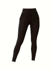 Solid Seamless Running Leggings With Pocket Slim Yoga Pants