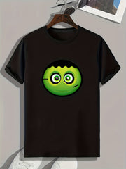 Cartoon Green Face Pattern Print Men's Comfy Sports T Shirt