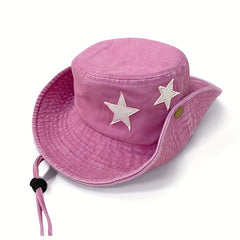 Vintage Star Patch Bucket Hat Washed Distressed Cowboy Boonie Hats