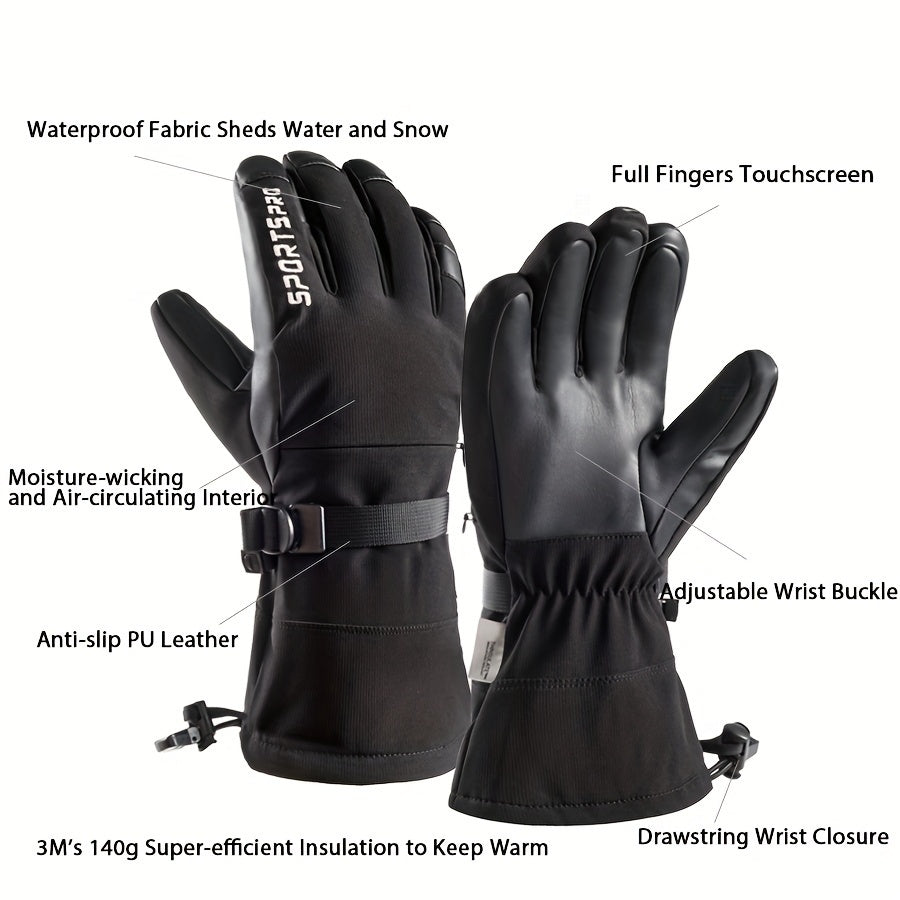 Waterproof Touch Screen Winter Skiing Gloves Unisex Warm Keeping Breathable