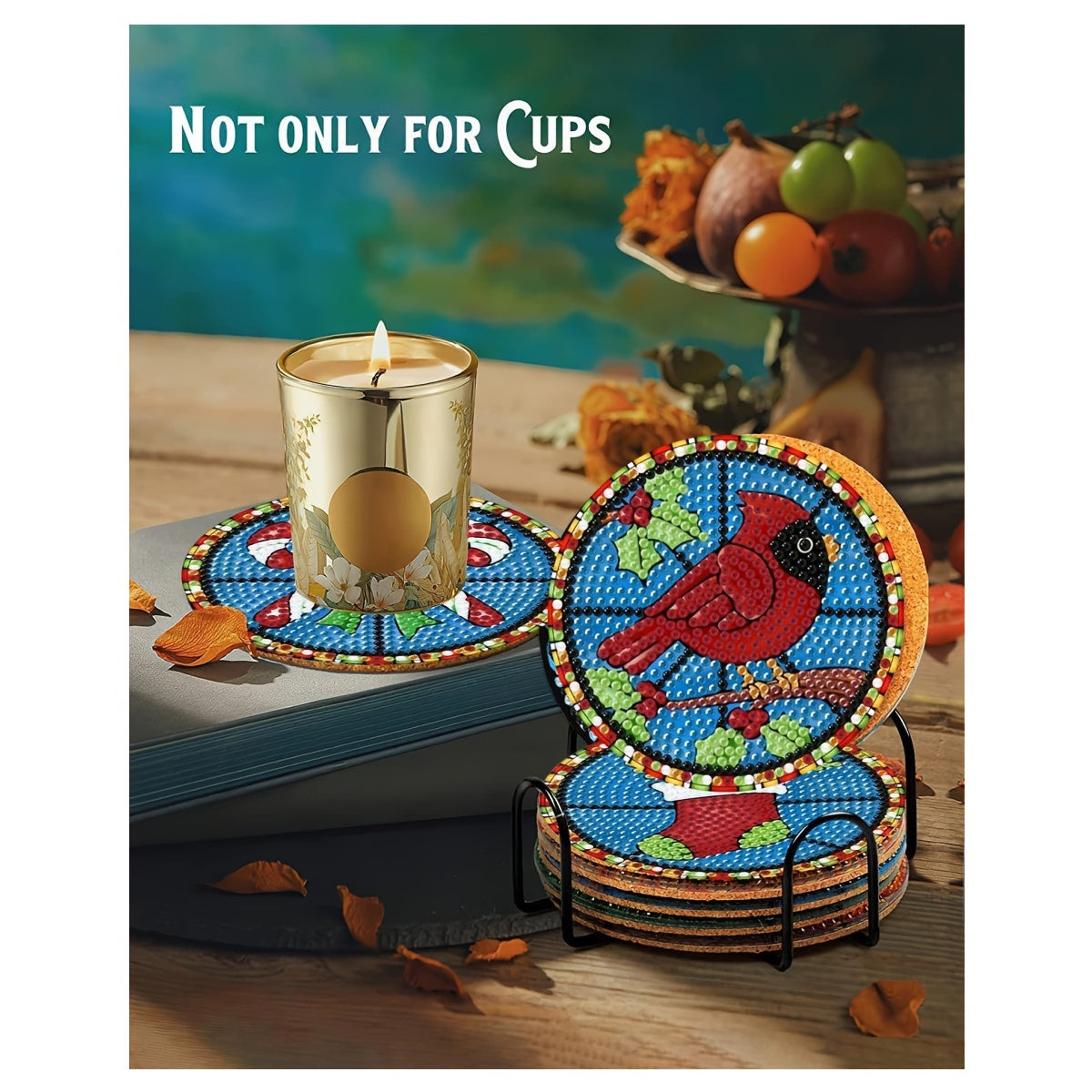 8pcs 5D Christmas Diamond Art Coaster Set for Family Decoration