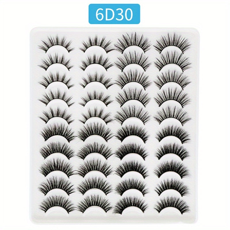 20 Pairs Natural False Eyelashes Wispy Fluffy Soft Lashes Long Thick Criss cross