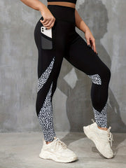 Women's Letter Print Leggings with Hip Lifting Side Pocket for Sports & Casual
