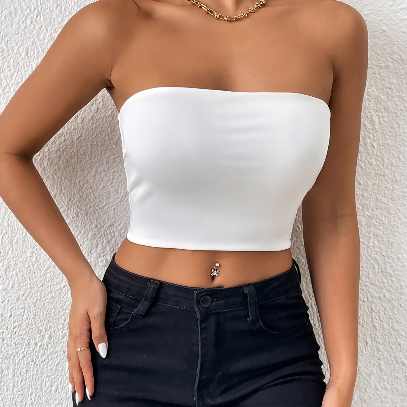 Sexy Bodycon Crop Tube Top Solid Stretchy Tube Top