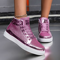 Reflective High Top Sequin Skate Shoes
