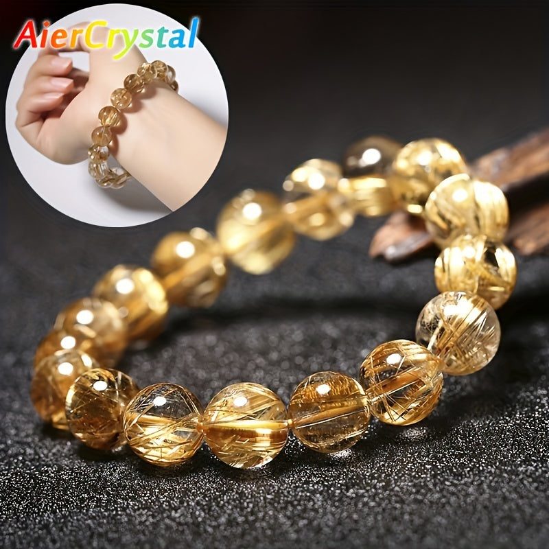 AierCrystal Brazilian Titanium Rutilated Crystal Bracelet