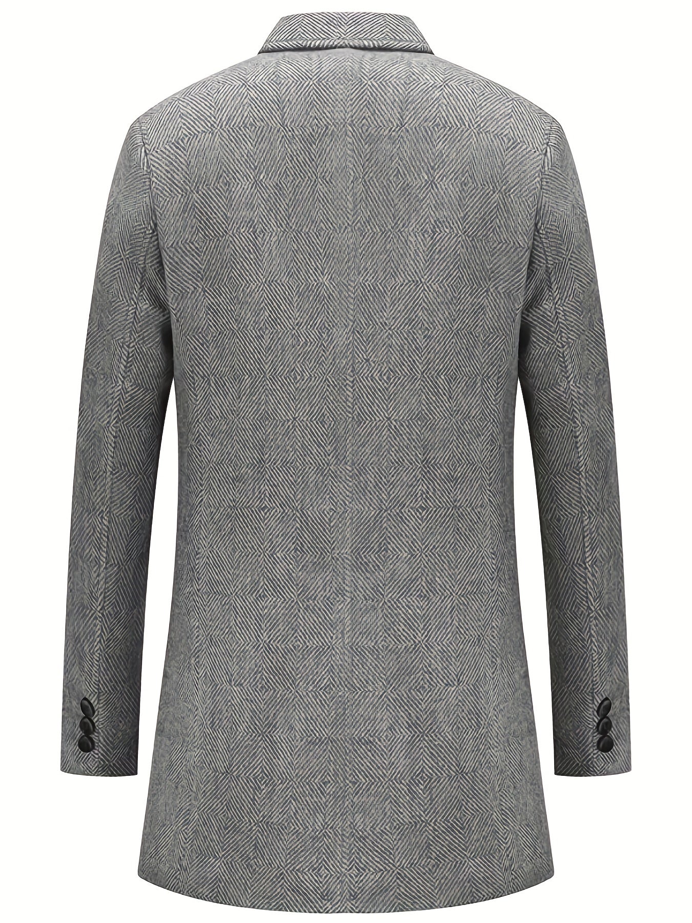 Men's Semi-Formal Mid-Length Button-Up Lapel Coat for Fall/Winter Business