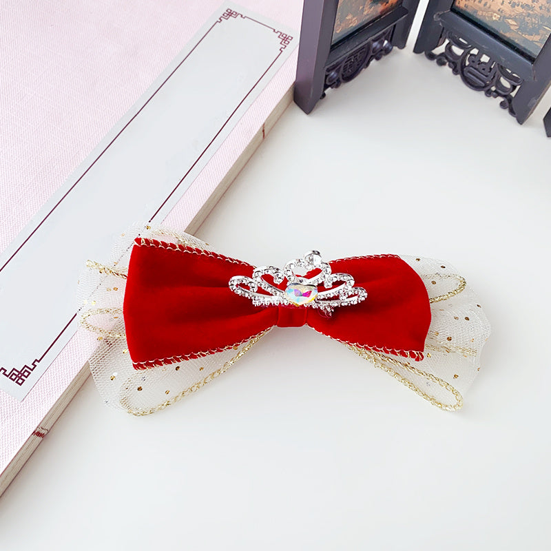 2pcs Bow Knot Hairpin Crown Decor Hair Clip Girls Accessories