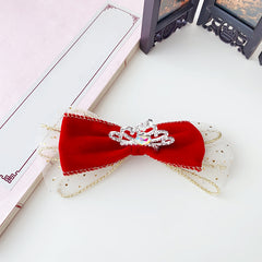 2pcs Bow Knot Hairpin Crown Decor Hair Clip Girls Accessories