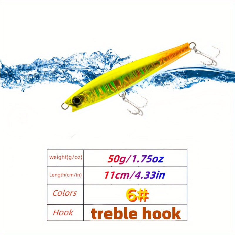 50g Submerged Pencil Lure Sea Fishing Bait Vibration Sinking Minnow