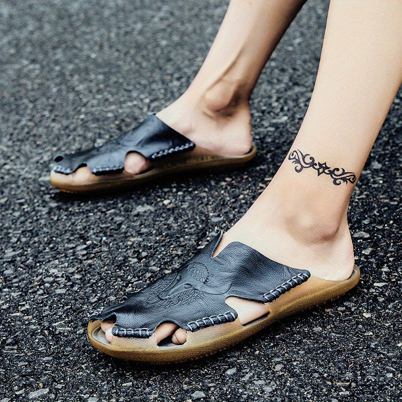 Men's Cut Out Stitch Detail Mules Casual Slippers for Beach